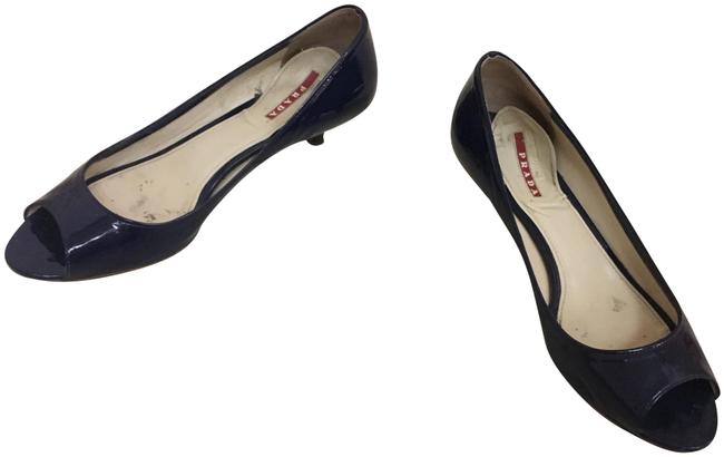 Prada Blue Patent Leather Flats