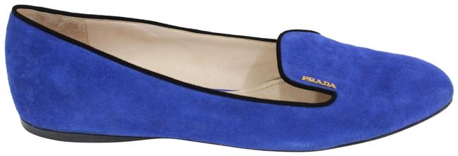 Prada Blue Suede Flats Narrow 