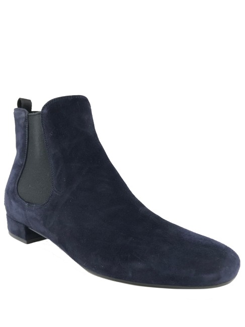 Prada Blue Suede Round Toe BootsBooties