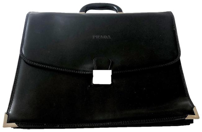 Prada Briefcase Black Leather Laptop Bag