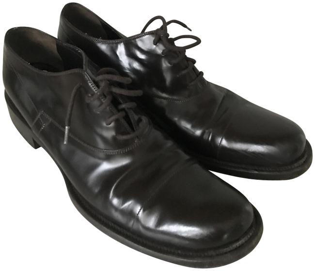 Prada Brown Classic Laceup Flats