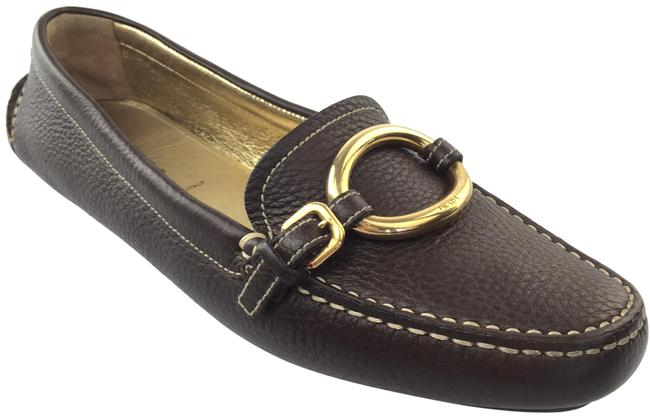 Prada Brown Diano Driving Loafers Flats