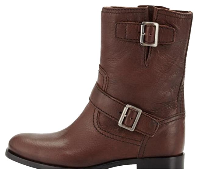 Prada Brown Double Double buckle Moto BootsBooties