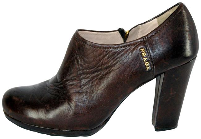 Prada Brown Leather Ankle BootsBooties