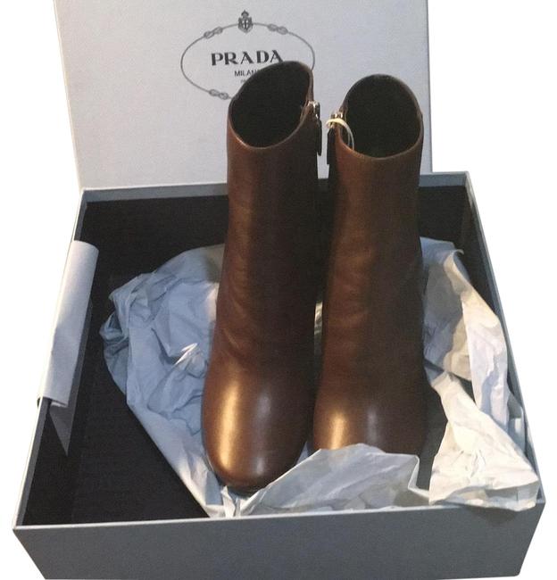 Prada Brown Leather Platform BootsBooties