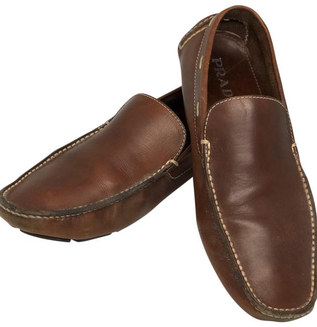 Prada Brown Mens Casual Driving Loafers Flats