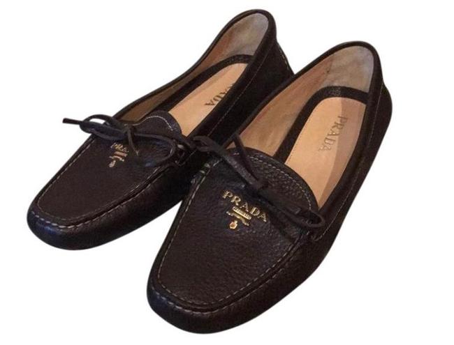 Prada Brown Napa Driving Flats