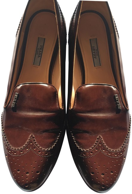 Prada Brown Patent Leather Flats