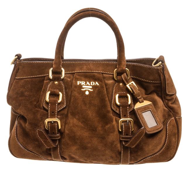 Prada Buckle 483089 Brown Suede Leather Messenger Bag