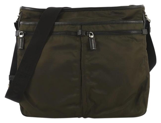 Prada Buckle Medium Green Tessuto Messenger Bag