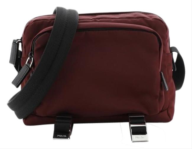 Prada Buckle Tessuto Small Red Fabric Messenger Bag
