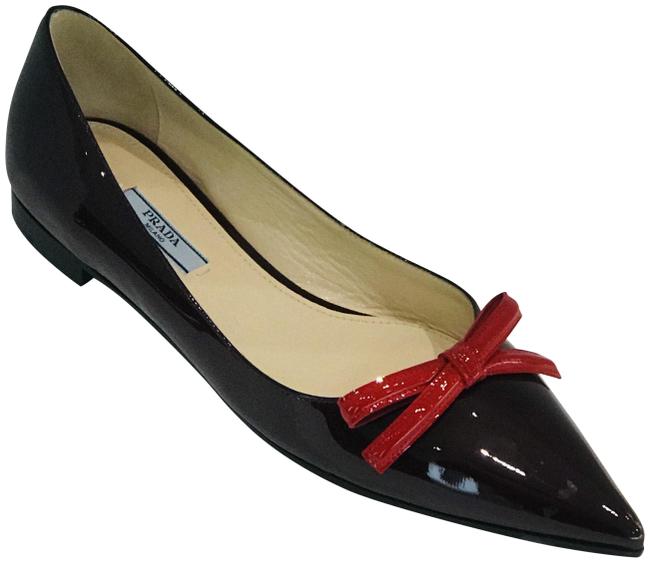 Prada Burgundy Patent Bow Flats