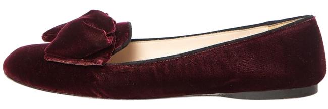 Prada Burgundy Velvet Square Flats