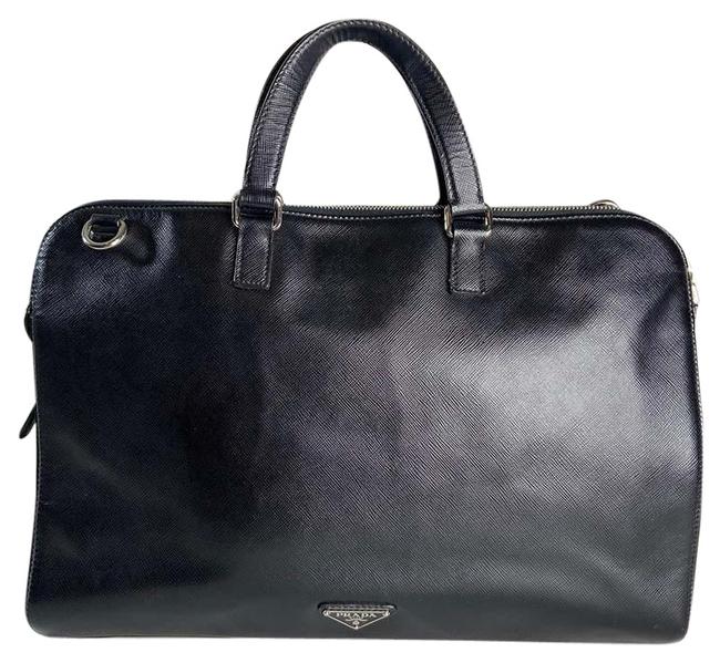 Prada Business Documents Large Hand Black Saffiano Leather Laptop Bag