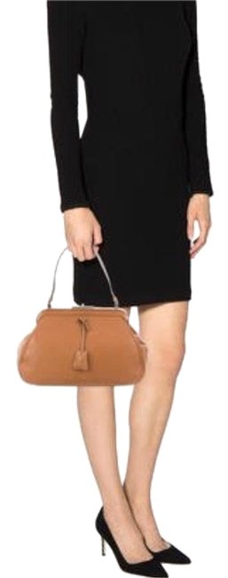 Prada Cacao Madras Cerniera Doctor Brown Leather Baguette