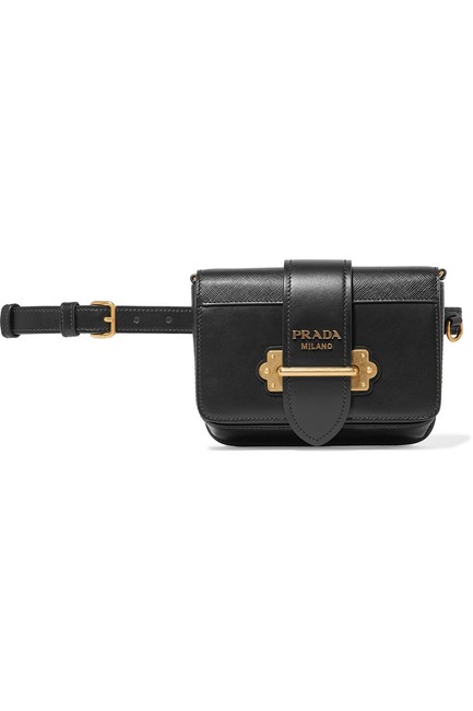 Prada Cahier Belt Cross Body Black Calfskin Leather Messenger Bag