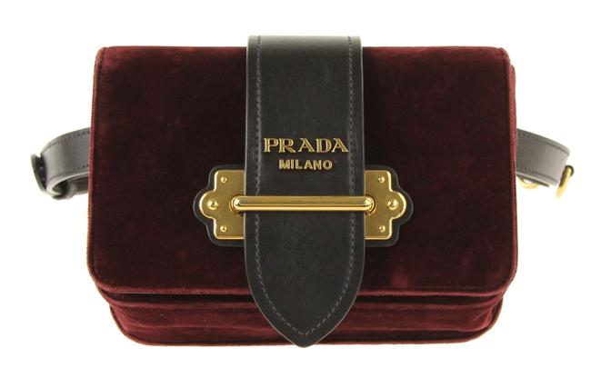Prada Cahier Trunk Belt Red Velvet Baguette
