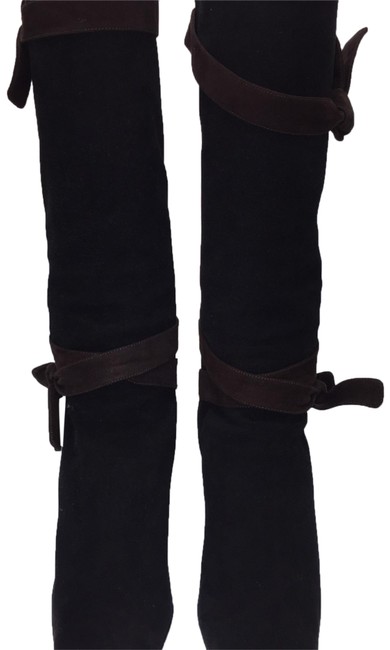 Prada Calf High Black Suede BootsBooties