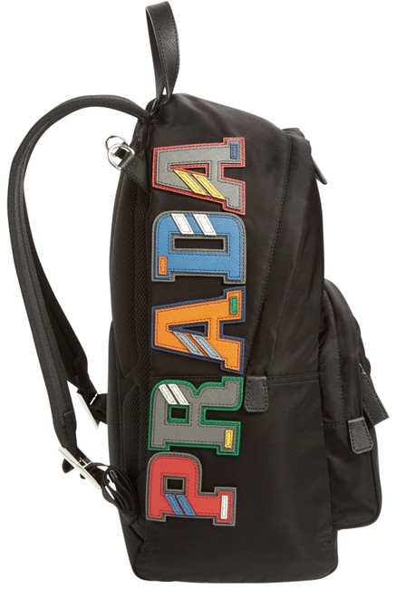 Prada Character logo Black NylonSaffiano Leather Backpack