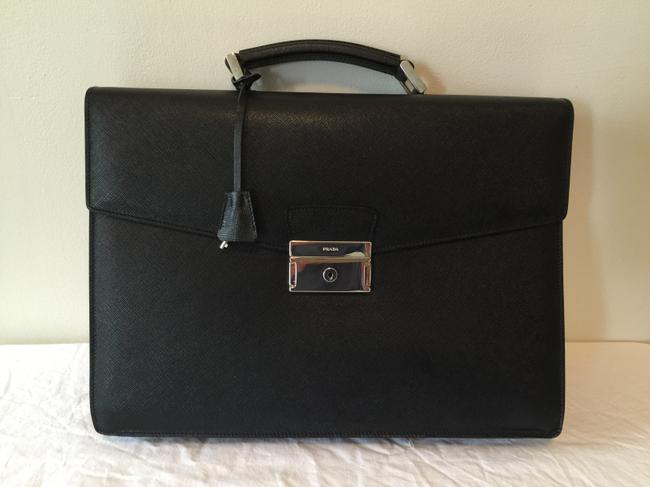 Prada Classic Briefcase Black Saffiano Leather Laptop Bag