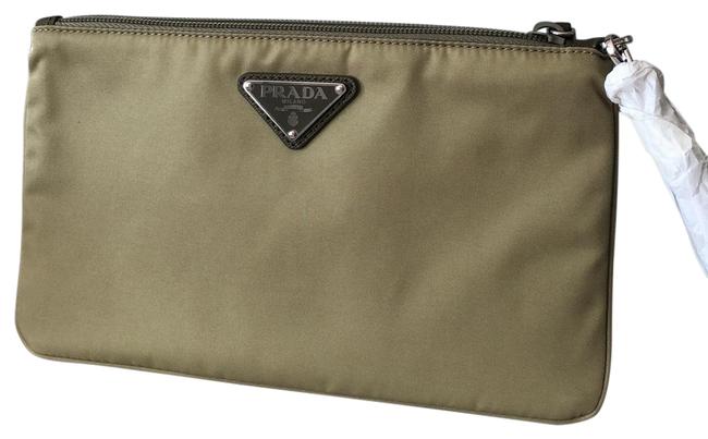Prada Clutch Olive Nylon and Leather Wristlet