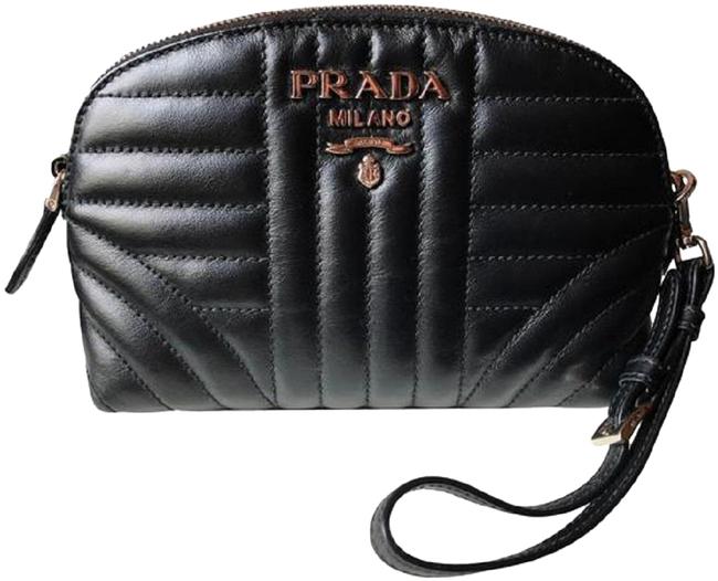 Prada Clutch Soft Black Leather Wristlet