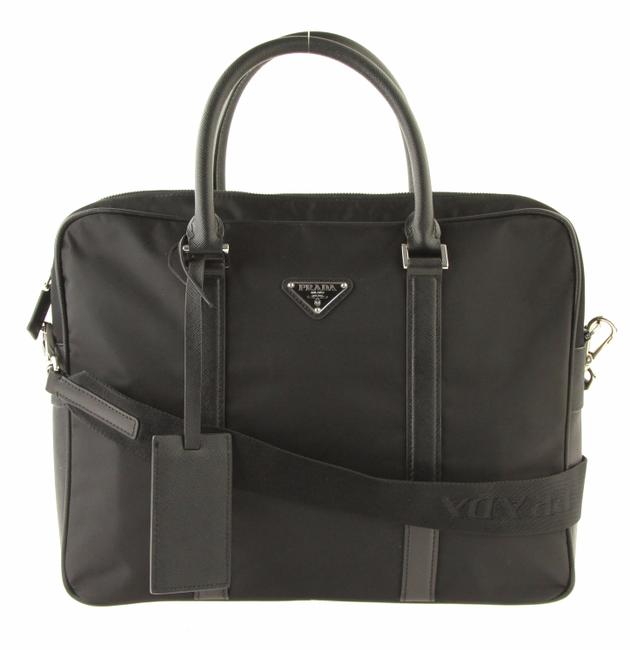 Prada Convertible Tessuto Briefcase Black Canvas Laptop Bag