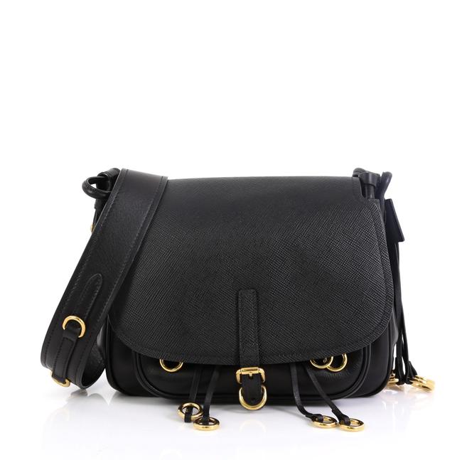 Prada Corsaire Calfskin And Black Saffiano Leather Messenger Bag