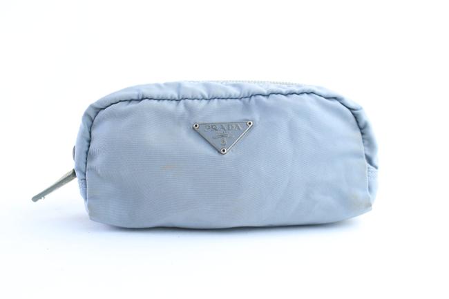 Prada Cosmetic Case 48pr0701 Blue Nylon Wristlet