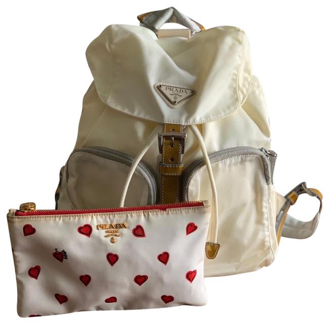 Prada Cosmetic Pouch White Nylon Backpack