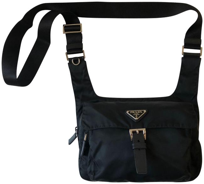 Prada Cross Body Black Tessuto Fabric Messenger Bag