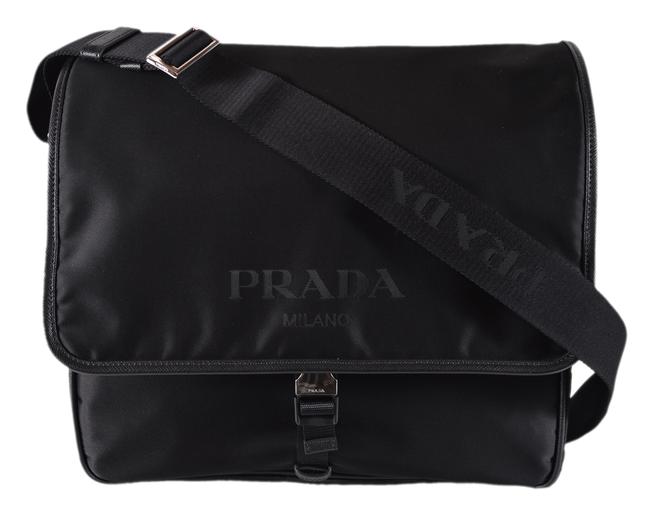Prada Crossbody Leather 2vd166 Black Nylon Messenger Bag