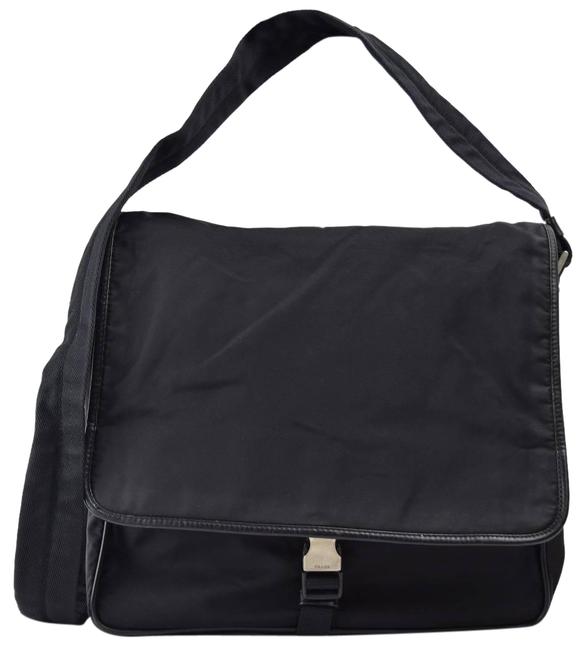 Prada Crossbody Messenger 867319 Black Nylon Laptop Bag