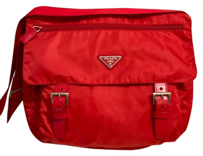 Prada Crossbody Red Nylon and Leather Messenger Bag