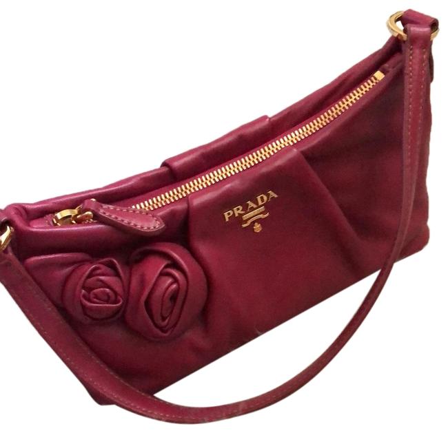 Prada Dark Dusty Rose Leather Baguette