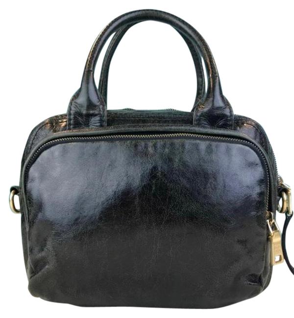 Prada Dark Green Distressed Leather Messenger Bag