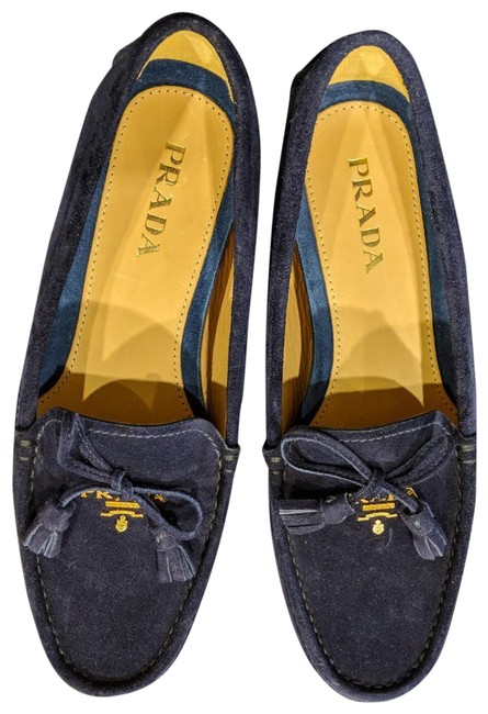 Prada Dark Navy Suede Driving Flats