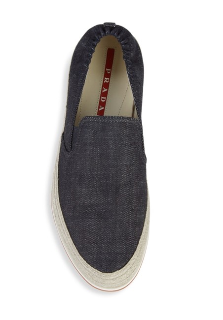 Prada Denim Espradrille Platform Loafers Flats
