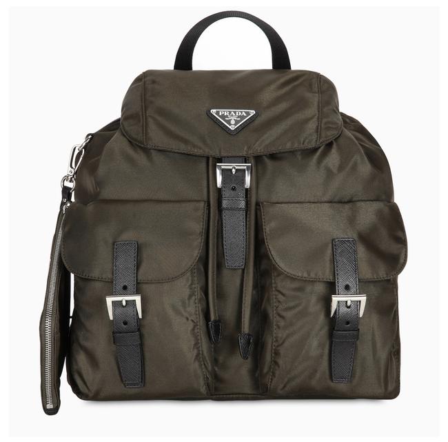 Prada Df In Vela Military Green Polyamide Backpack