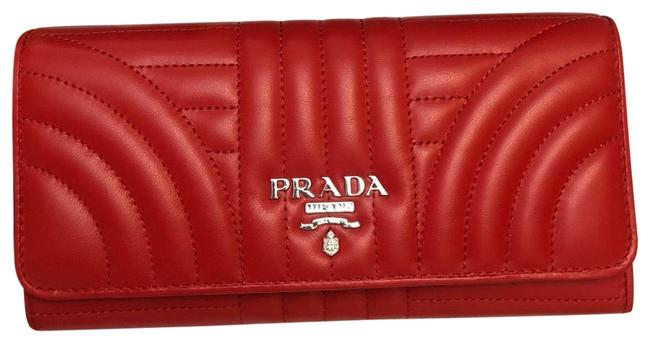 Prada Diagramme Continental Wallet New Red Leather Wristlet