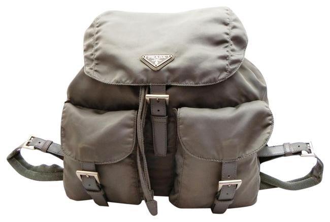 Prada Double 230398 Tessuto Pocket Gray Nylon Backpack