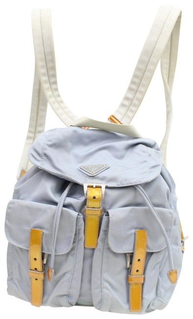 Prada Double Pocket 867162 Light Blue Nylon Backpack