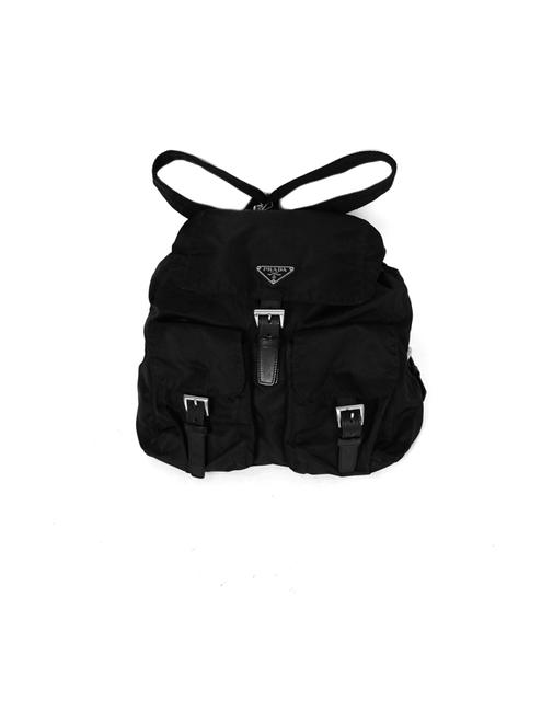 Prada Double Pocket Black Nylon Backpack