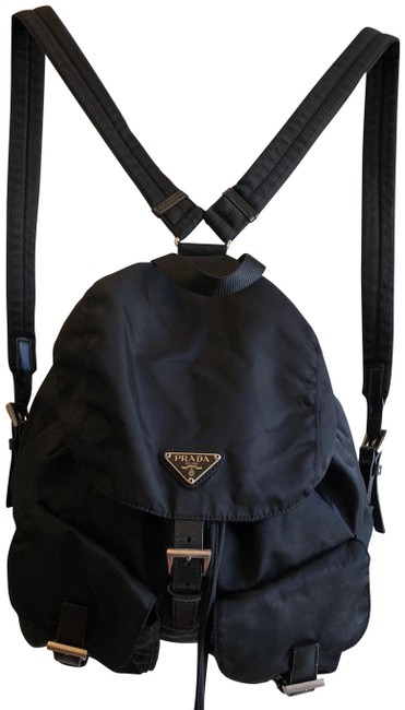 Prada Double Pocket Black Tessuto Nylon Backpack