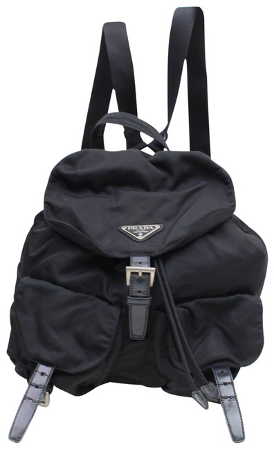 Prada Double Pocket Tessuto 868170 Black Nylon Backpack