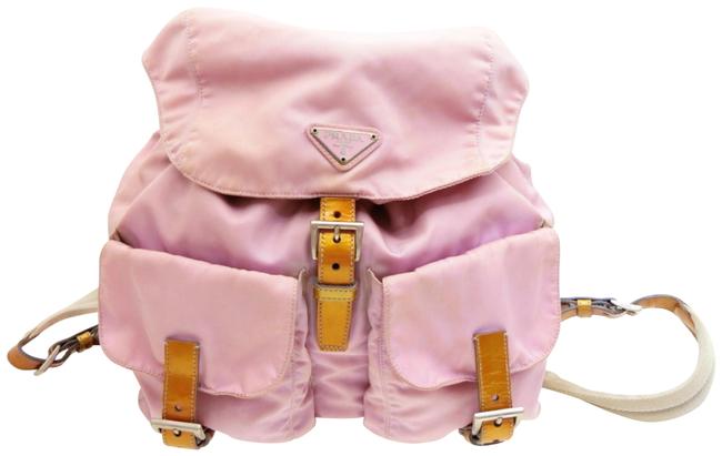 Prada Double Tessuto Pocket 230930 Pink Nylon Backpack
