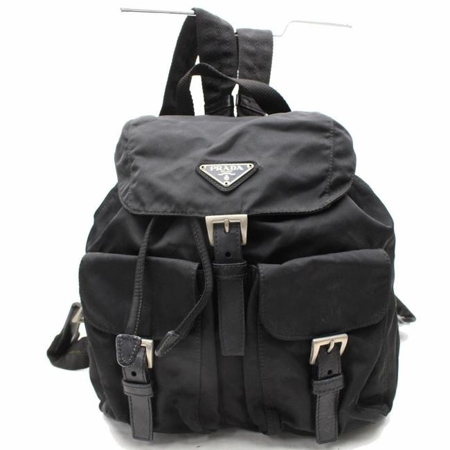 Prada Double Tessuto Pocket 867836 Black Nylon Backpack