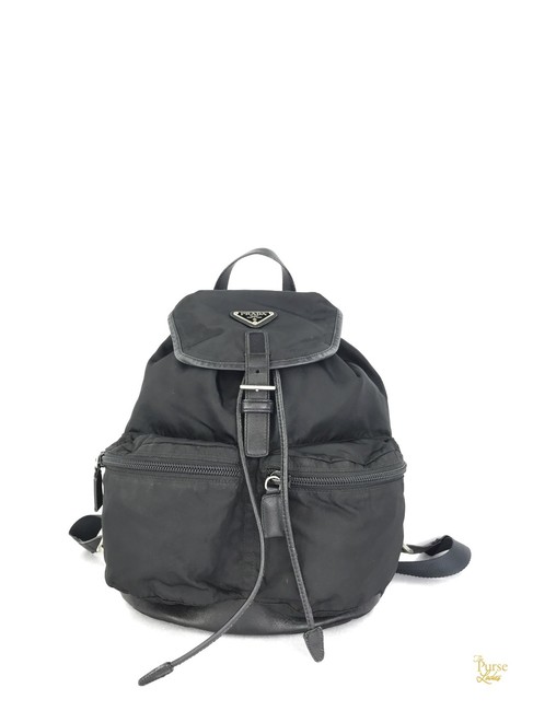 Prada Drawstring #29317 Black Nylon Backpack