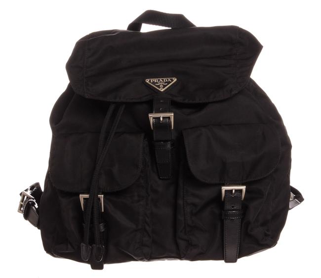 Prada Drawstring Black Nylon and Leather Backpack