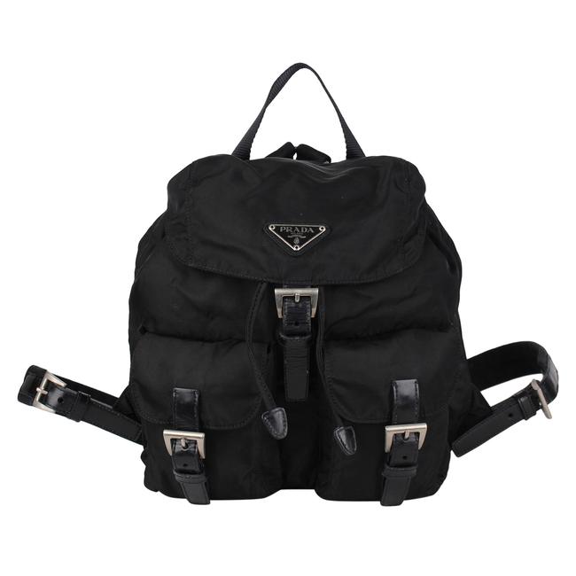 Prada Drawstring Tessuto 8157 Black Nylon Backpack
